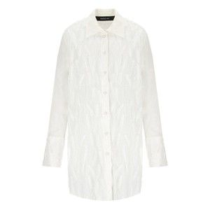Federica Tosi Embroidered Fringe White Shirt With Leaf Motif - NWT